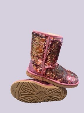 UGG Pink Sequin Lace Up Boots